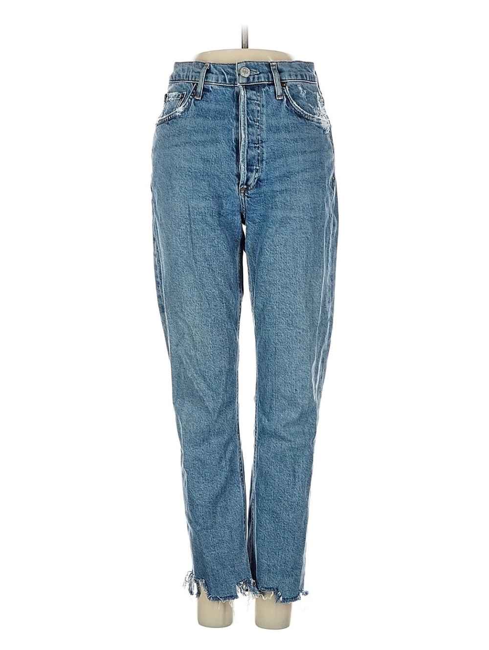 AGOLDE Nico High Rise Slim Jeans Light Wash Raw Hem Size 24